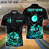 BlueJose Bowling Ball & Pins Wolf Strike Gold Fury Customized Name, Team Name 3D Shirt (4 Colors)