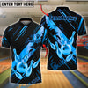 BlueJose Bowling Ball & Pins King Strike Gold Crown Customized Name, Team Name 3D Shirt (4 Colors)