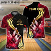 BlueJose Bowling And Pins Strike Thunder Lightning Customized Name, Team Name 3D Shirt (4 Colors)