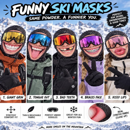 BlueJose Funny Face Ski Mask Balaclava (5 faces)