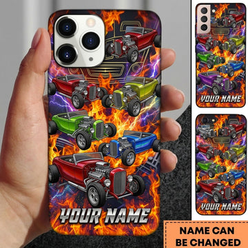 BlueJose Hot Rod T Bucket Multicolor Roadsters Fire Lightning Personalized Phone Case