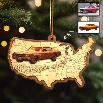 Bluejose Custom Photo Route 66 Wooden Ornament Gift For Car Lovers