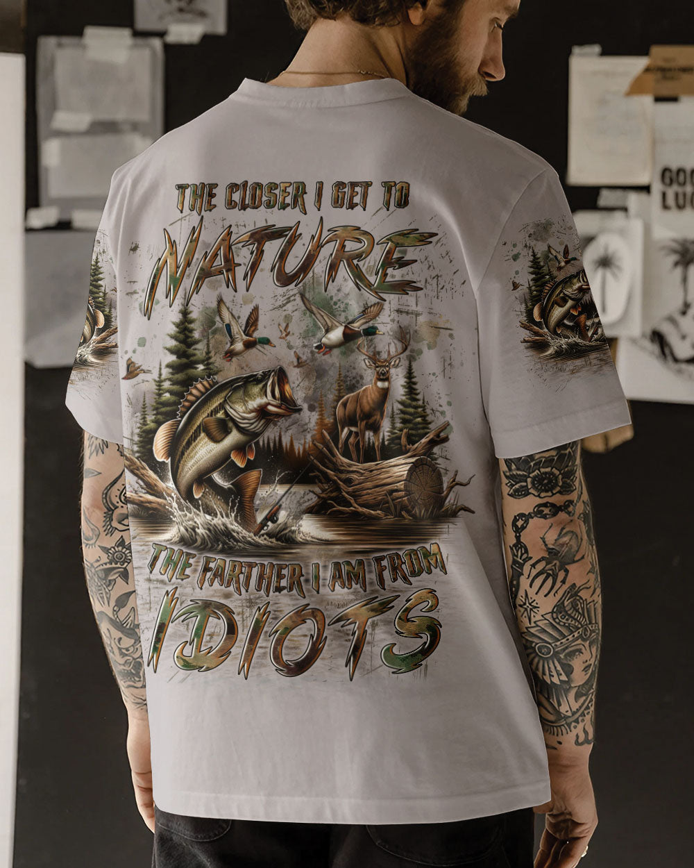 THE CLOSER I GET TO NATURE HUNTING FISHING ALL OVER PRINT - YHLN2511242
