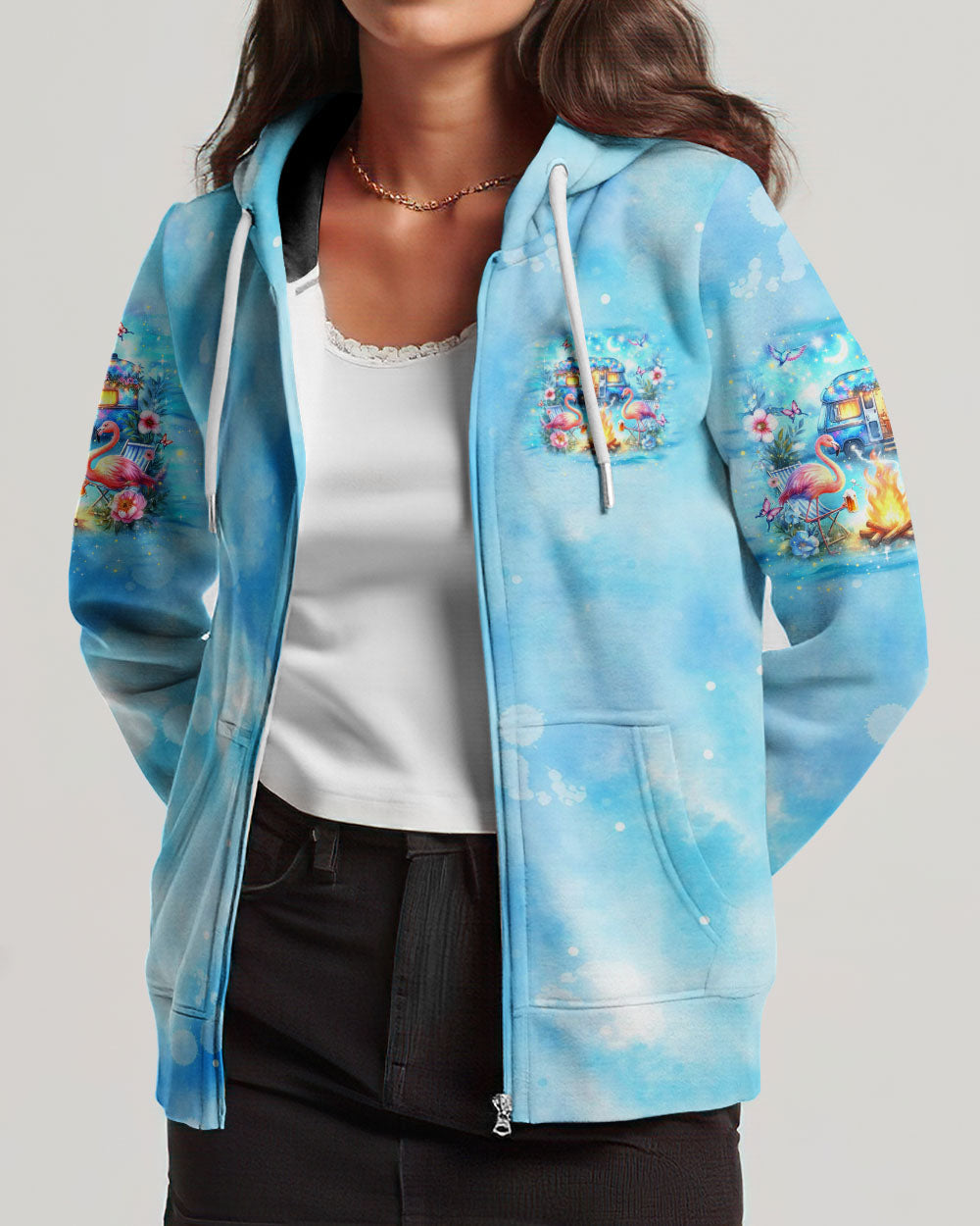MAKING MEMORIES ONE CAMPFIRE AT A TIME FLAMINGO ALL OVER PRINT - YHLN1005243