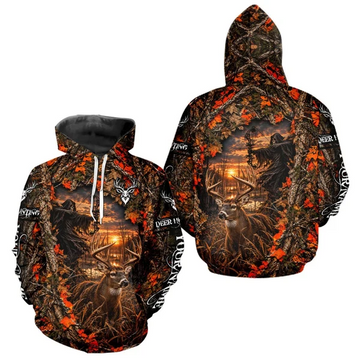 BlueJose Bow Hunting Deer Blaze Orange Camo Custom Name 3D Hoodie