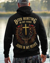 BlueJose Deer Hunting In My Veins Jesus In My Heart Shirt, Personalized Hunting 3D Shirt