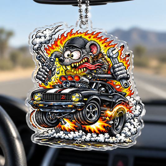 Bluejose Rat Fink Style Camaro Hot Rod Car Hanging 2D Ornament