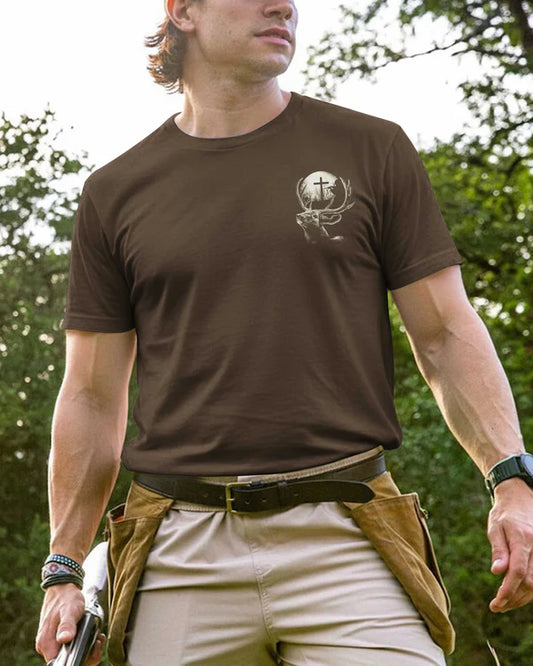 BlueJose My Eyes On The Hunt But My Soul For The Cross Shirt, Personalized Hunting 3D Shirt