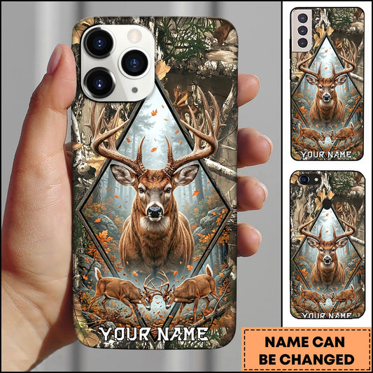 BlueJose Deer Hunting Duo Antlers Forest Geometry Personalized Name 3D Phone Case