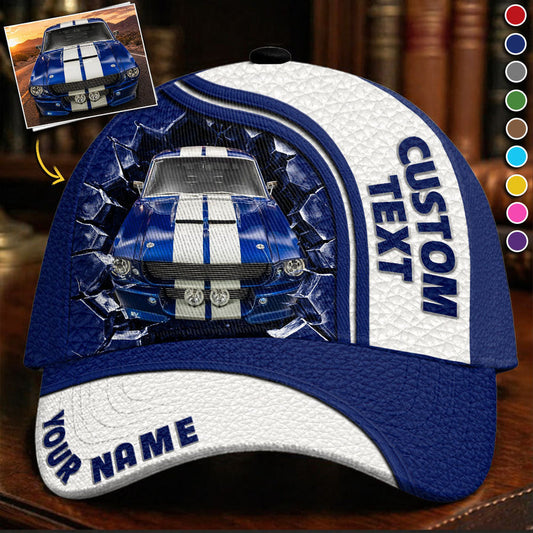 BlueJose Custom 3D Car Cap – Personalized Car Name & Photo