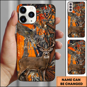 BlueJose Whitetail Deer Leather Patch Hunting Camo Multicolor Options Personalized Name 3D Phonecase
