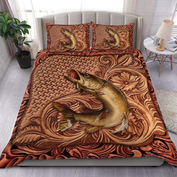BlueJose Fishing Classic Leather Pattern Bedding Set