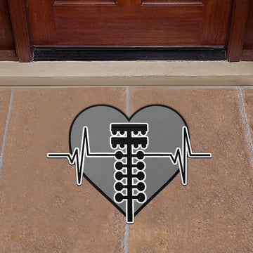 BlueJose Custom Drag Racing Heartbeat Door Mat Grey – Premium Custom Motorsports Decor