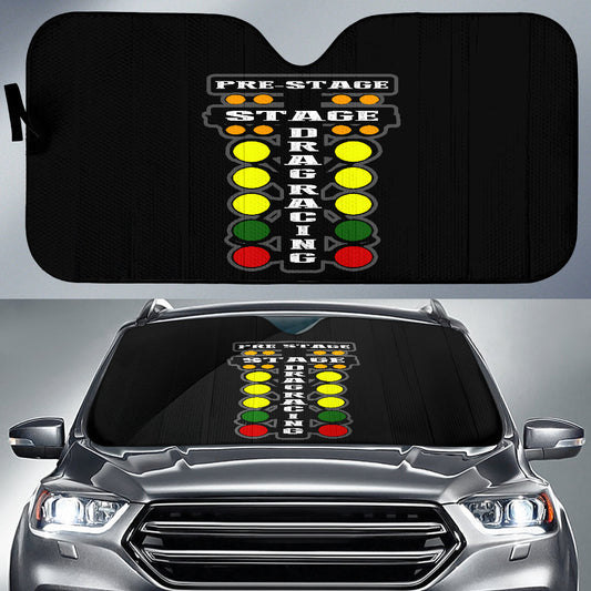 BlueJose Drag Racing Windshield Sun Shade V5 - Interior Heat Blocker UV Protection