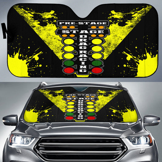 BlueJose Drag Racing Windshield Sun Shade - Interior Heat Blocker UV Protection