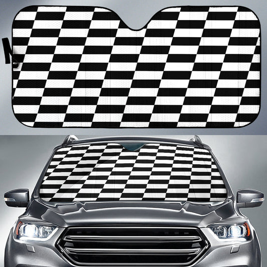 BlueJose Racing Checkered Flag Windshield Sun Shade