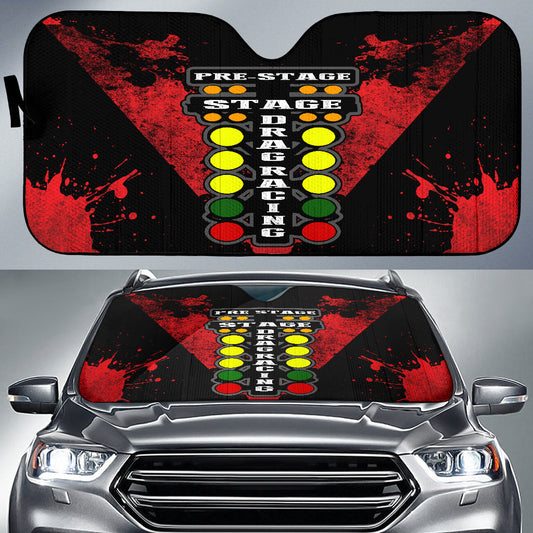 BlueJose Drag Racing Windshield Sun Shade RBR - Interior Heat Blocker UV Protection