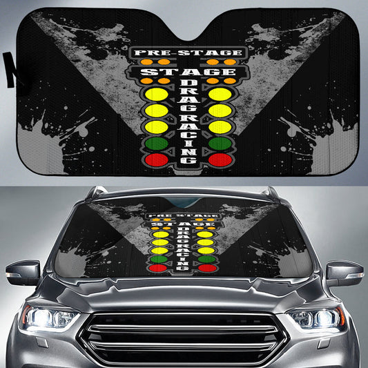 BlueJose Drag Racing Windshield Sun Shade - Interior Heat Blocker UV Protection