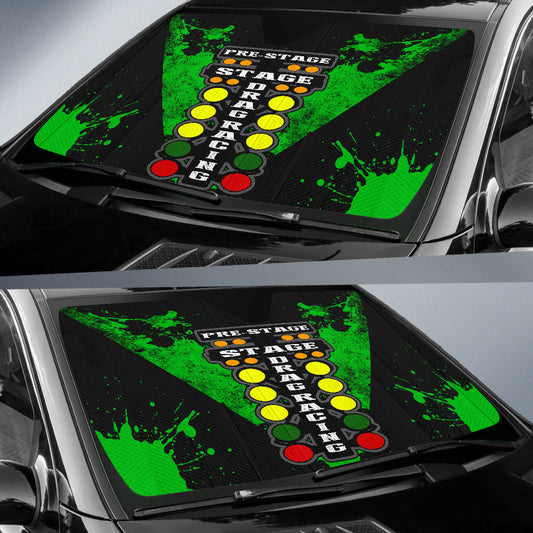 BlueJose Drag Racing Windshield Sun Shade RBG - Interior Heat Blocker UV Protection