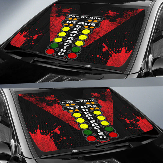 BlueJose Drag Racing Windshield Sun Shade RBR - Interior Heat Blocker UV Protection