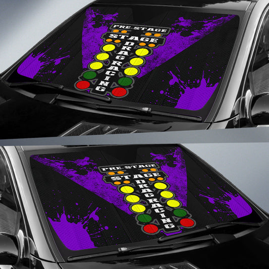 BlueJose Drag Racing Windshield Sun Shade RBPR - Interior Heat Blocker UV Protection