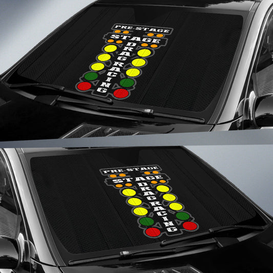BlueJose Drag Racing Windshield Sun Shade V5 - Interior Heat Blocker UV Protection