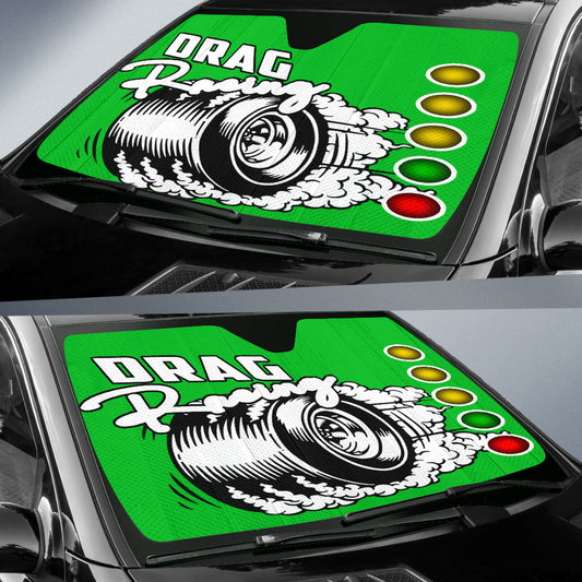 BlueJose Drag Racing Windshield Sun Shade V4 – Foldable UV Protector for Car Enthusiasts