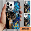 BlueJose Hunting Phone Case Whitetail Deer Lightning Split Forest Camo Art Personalized Name Phone Case (4 colors)