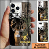 BlueJose Hunting Phone Case Whitetail Deer Lightning Split Forest Camo Art Personalized Name Phone Case (4 colors)