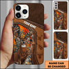 BlueJose Hunting Phone Case Funny Whitetail Deer Middle Finger Leather Stitch Camo Art Personalized Name Phone Case (5 colors)