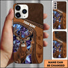 BlueJose Hunting Phone Case Funny Whitetail Deer Middle Finger Leather Stitch Camo Art Personalized Name Phone Case (5 colors)