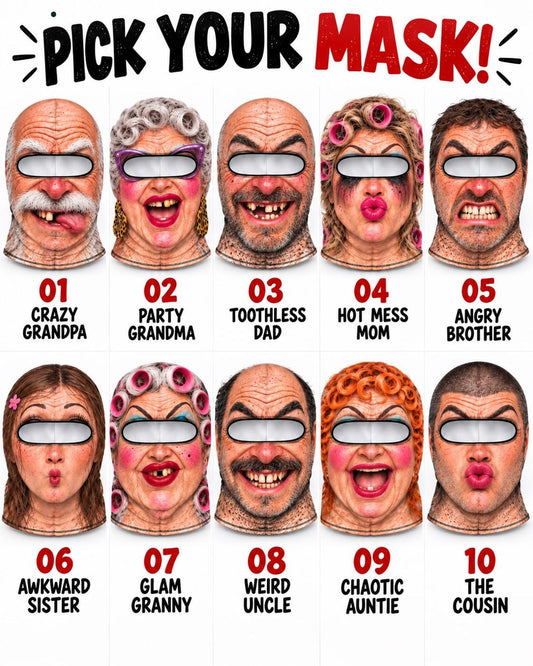 BlueJose Funny Family Photo Prop Christmas Balaclava Masks (10 Types)