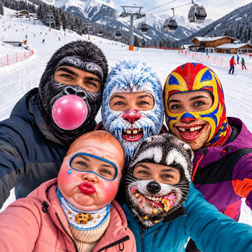 BlueJose Funny Crazy Face Ski Mask Gorilla Bubblegum Snow Monster Baby Face Raccoon & Lucha Libre Full Face Balaclava (5 faces)