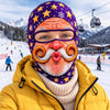 BlueJose Funny Christmas Santa Face Ski Mask Crazy Mustache Big Smile Tongue Out & Grumpy Expressions Snowflake Holiday Print Full Face Balaclava