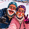 BlueJose Funny Christmas Santa Face Ski Mask Crazy Mustache Big Smile Tongue Out & Grumpy Expressions Snowflake Holiday Print Full Face Balaclava