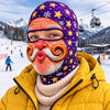 BlueJose Funny Christmas Santa Face Ski Mask Crazy Mustache Big Smile Tongue Out & Grumpy Expressions Snowflake Holiday Print Full Face Balaclava