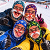 BlueJose Funny Christmas Santa Face Ski Mask Crazy Mustache Big Smile Tongue Out & Grumpy Expressions Snowflake Holiday Print Full Face Balaclava