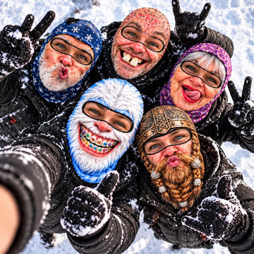 BlueJose Funny Crazy Face Ski Mask Old Man Missing Teeth Grandma Viking Beard Snow Monster & Colorful Braces Full Face Balaclava (5 faces)
