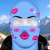 BlueJose Funny Girly Face Ski Mask Pink Purple Lips Bows & Sparkles Print Full Face Balaclava – Women's Winter Skiing Snowboarding Face Cover