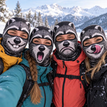BlueJose Funny Raccoon Face Ski Mask Cute Animal Expressions Smiling Shocked Grumpy & Tongue Out Full Face Balaclava (6 types)