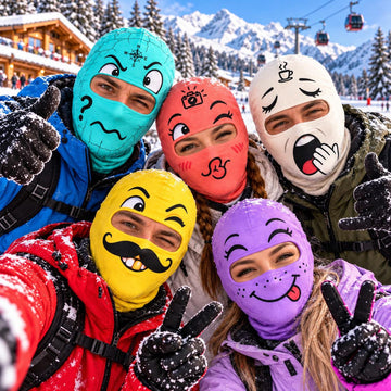 BlueJose Funny Cartoon Emoji Face Ski Mask Colorful Winking Smiling Confused & Sleepy Expressions Full Face Balaclava (12 masks)