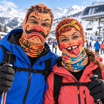 BlueJose Funny Cartoon Face Ski Mask Retro Clown Mustache Big Lips & Goofy Expressions Full Face Balaclava (10 faces)