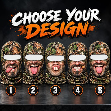 BlueJose Funny Face Realistic Forest Camo 3D Face Balaclava – Hunting & Outdoor Full-Face Mask (5 Faces)