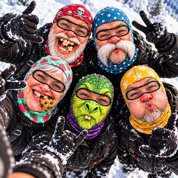 BlueJose Funny Face 3D-Print Balaclava – Full-Face Ski Mask with Eye Cutouts, Printed Teeth/Beard/Mouth Graphics & Novelty Patterns