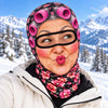 BlueJose Funny Grandma Hair Curlers 3D-Print Balaclava – Purple & Pink Floral/Polka Dot