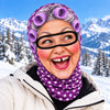 BlueJose Funny Grandma Hair Curlers 3D-Print Balaclava – Purple & Pink Floral/Polka Dot