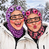 BlueJose Funny Grandma Hair Curlers 3D-Print Balaclava – Purple & Pink Floral/Polka Dot