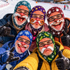 BlueJose Funny Christmas Santa Face Ski Mask Crazy Mustache Big Smile Tongue Out & Grumpy Expressions Snowflake Holiday Print Full Face Balaclava