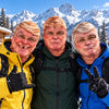 BlueJose Funny Realistic Blonde Old Man Face Ski Mask Happy Grumpy & Smirking Expressions Full Face Balaclava (3 masks)