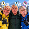 BlueJose Funny Realistic Blonde Old Man Face Ski Mask Happy Grumpy & Smirking Expressions Full Face Balaclava (3 masks)